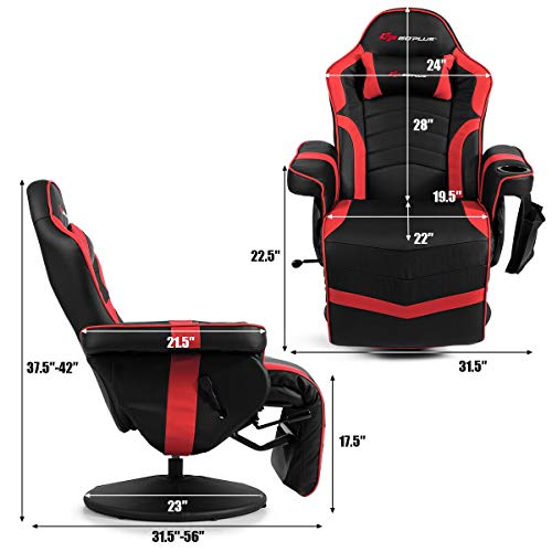 Massage Gaming Chair with Adjustable Backrest and Footrest G669073