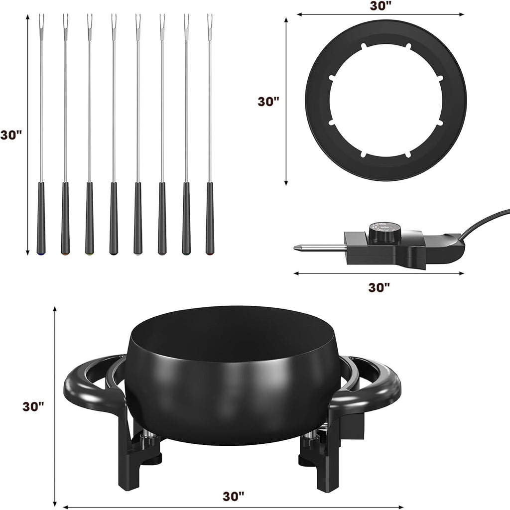 Electric Fondue Pot Set with Adjustable Temperature Control, 3 Quart, 8 Forks S5737