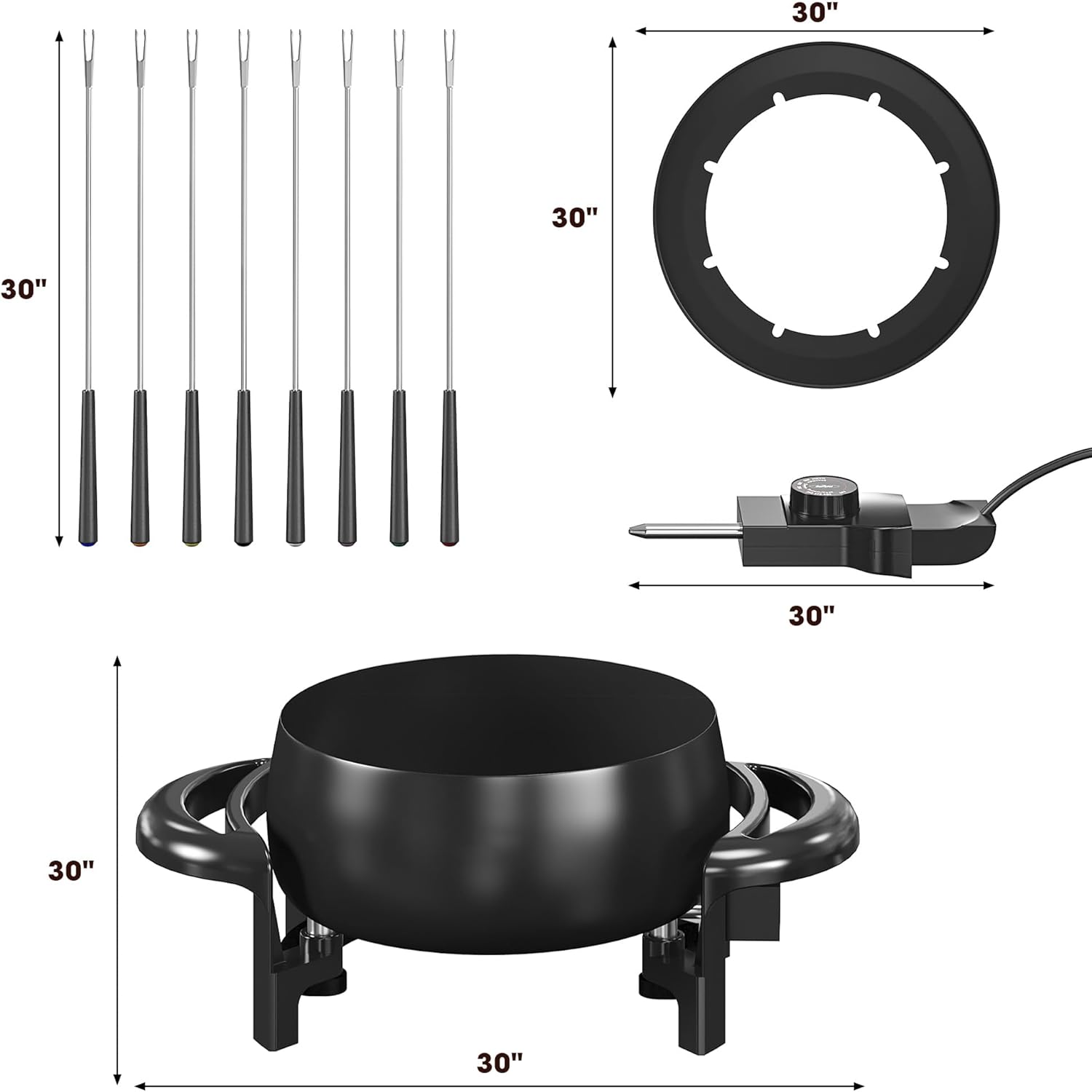 Electric Fondue Pot Set with Adjustable Temperature Control, 3 Quart, 8 Forks S5737