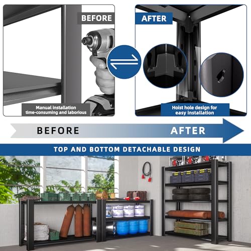 Heavy Duty Garage Shelving Unit, 5-Tier Adjustable Metal Storage Rack Y532