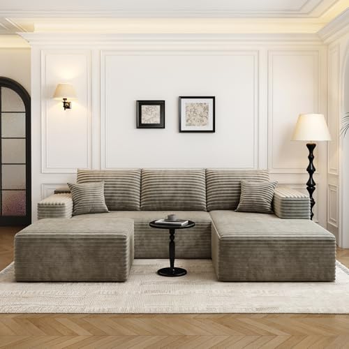 Modular Sectional Sofa with Ottoman, U-Shaped Deep Seat Couch for Living Room O870