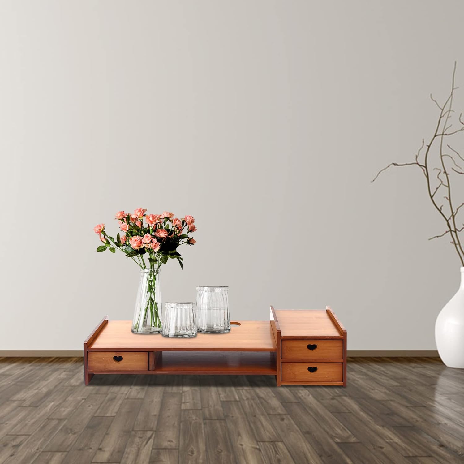 Bamboo Monitor Stand Riser with 3 Drawers G910142