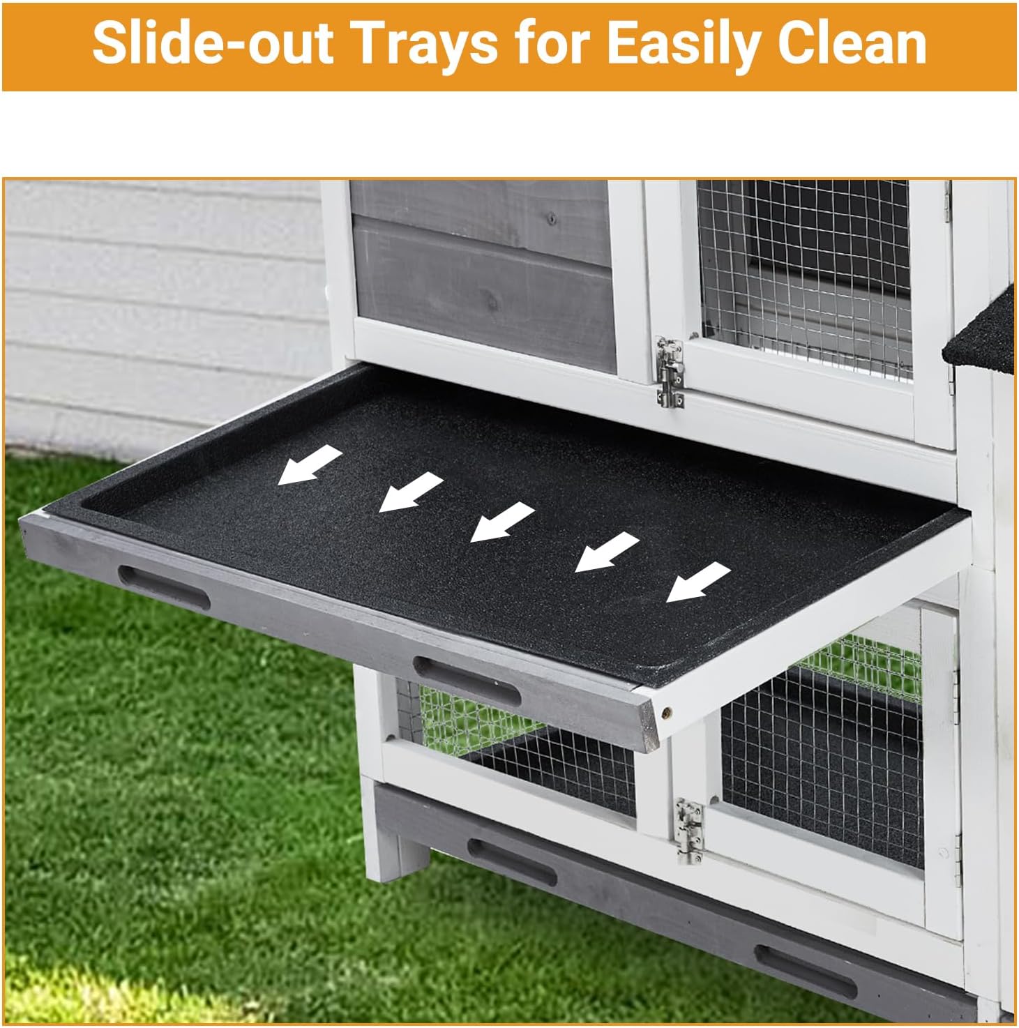 Wooden Outdoor Indoor Bunny Hutch Rabbit Cage with Stairs and Cleaning Tray X8885