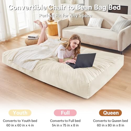 Giant Bean Bag Chair Convertible Bed with Microfiber Cover X2136