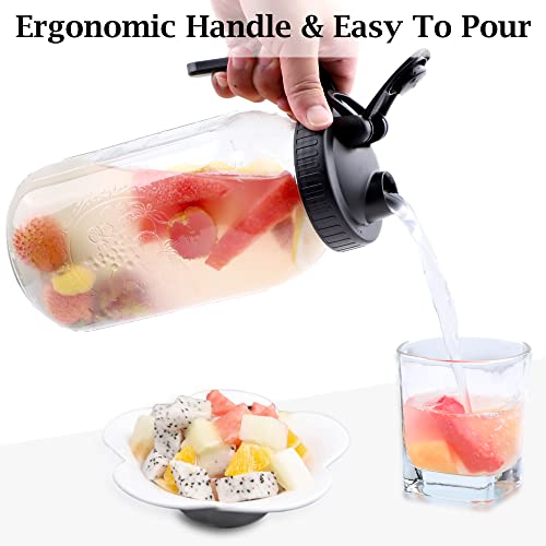 Glass Pitcher 64 oz with Airtight Pour Spout Lid A8613