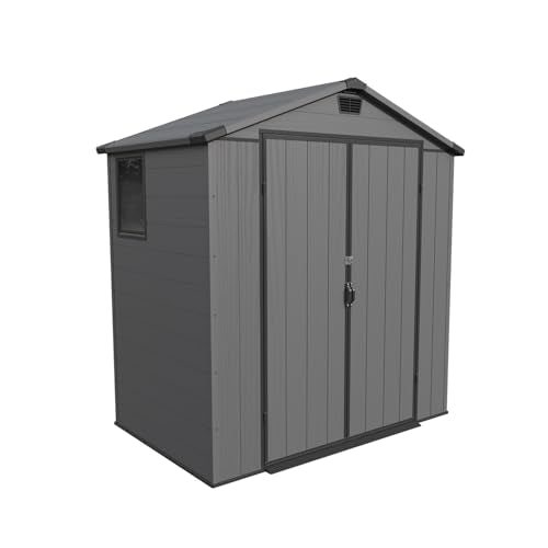 6 x 8 FT Plastic Outdoor Storage Shed with Floor and Lockable Door D7513