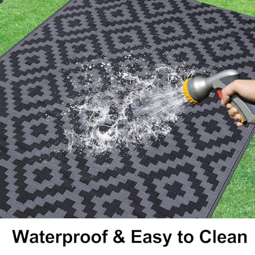 Waterproof Outdoor Rug 5x8 ft, Reversible Plastic Straw Patio Mat Z2613