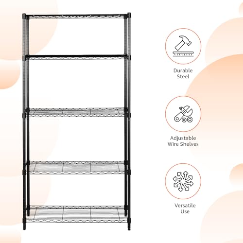 5-Shelf Adjustable Heavy Duty Steel Wire Storage Shelving Organizer, 36" L x 14" W x 72" H X6421