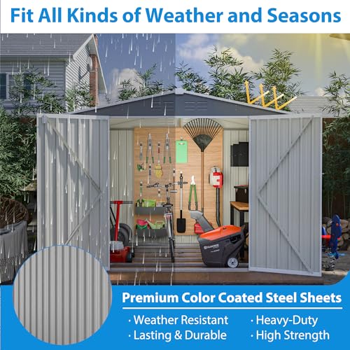 Outdoor Storage Shed, Heavy-Duty All-Weather Tool Shed with Lockable Doors C3585