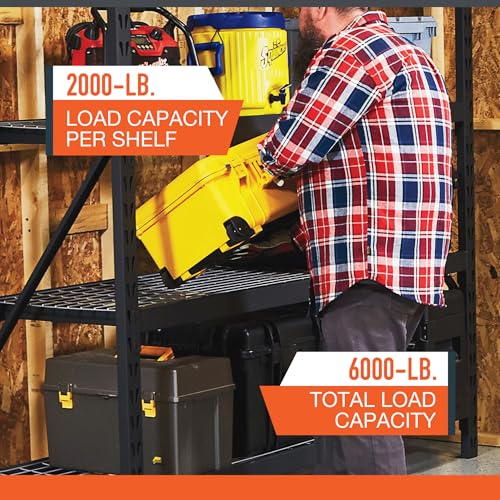 4-Tier Industrial Steel Shelving Unit, 8000-Pound Capacity, Garage Storage Rack O7523