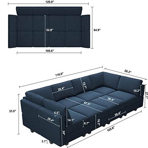 Modular Velvet Sectional Sofa with Chaise Lounge and Storage X4138
