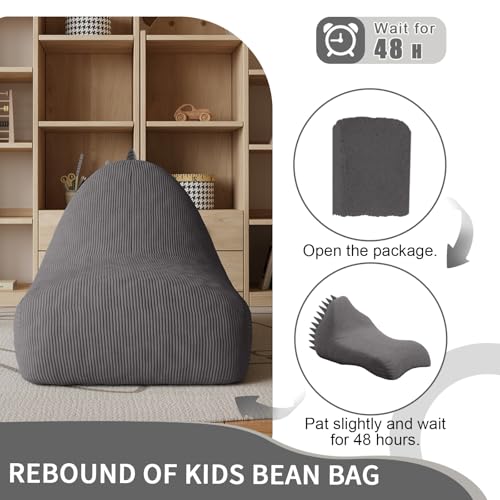 Unicorn Bean Bag Chair for Kids with Filler, Corduroy Floor Lounger, Pink W9694