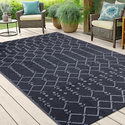 Waterproof Outdoor Rug 5x8 ft, Reversible Plastic Straw Patio Mat Z2613
