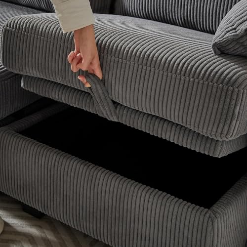 Modular Storage Sectional Sofa with Movable Ottomans, U-Shaped Chenille U839651
