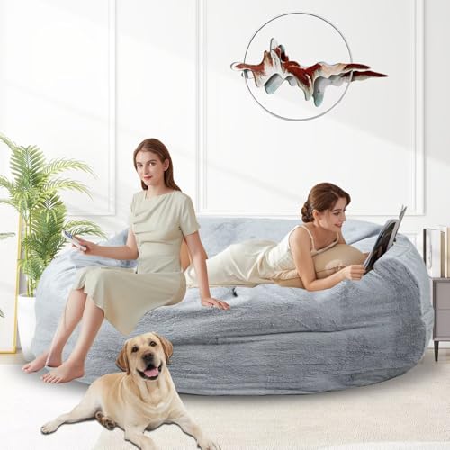 Bean Bag Chair for Adults 3FT, Soft Removable Cover, Light Gray X3039
