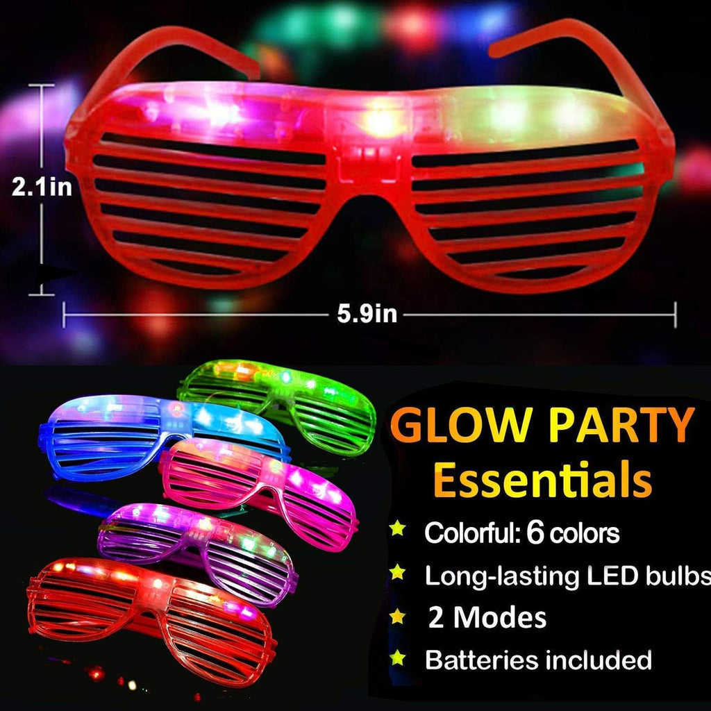 20 Pack LED Glow Glasses Party Supplies Neon Flashing Shades M60890
