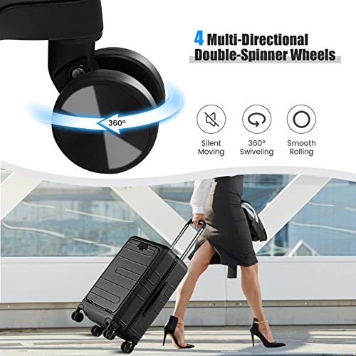 Carry On Luggage 20 Inch Hardside Suitcase with Front Pocket and USB Port G757302