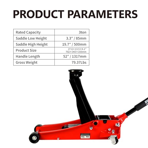 Heavy Duty Hydraulic Floor Jack, Low Profile Steel Racing Jack, 2 Ton Capacity, Blue H1350
