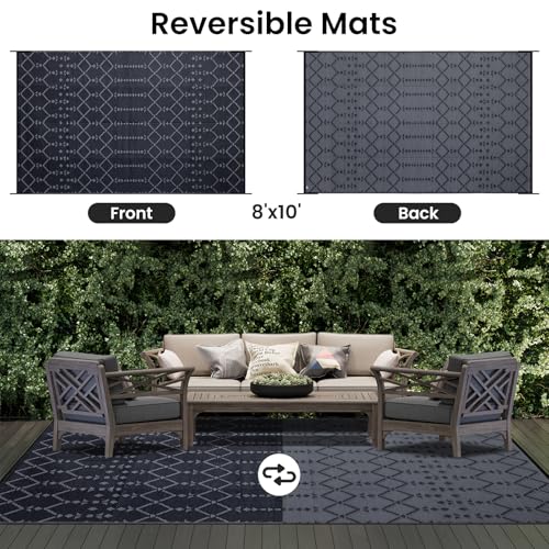 Waterproof Outdoor Rug 5x8 ft, Reversible Plastic Straw Patio Mat Z2613