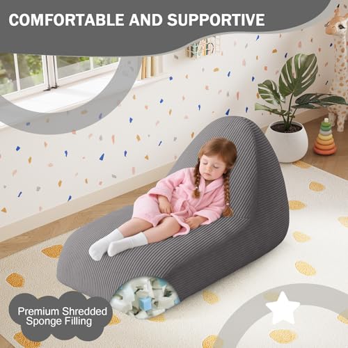 Unicorn Bean Bag Chair for Kids with Filler, Corduroy Floor Lounger, Pink W9694
