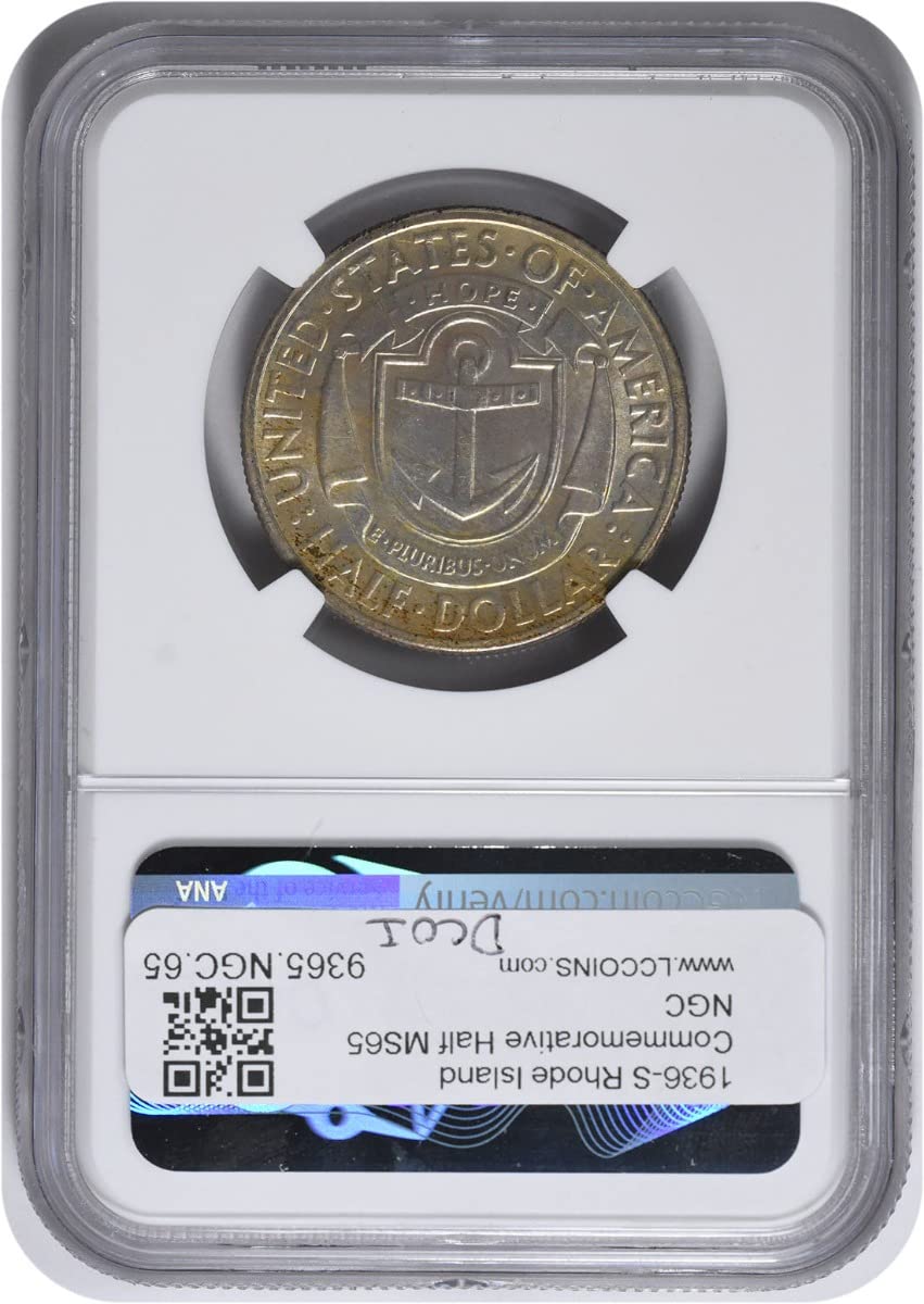 1936 Rhode Island Commemorative Silver Half Dollar NGC MS65 I6689