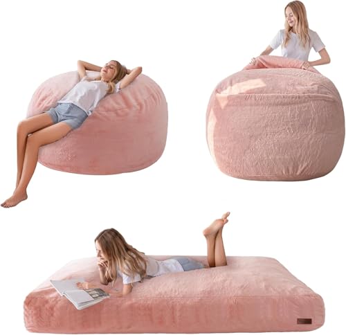 Giant Bean Bag Chair Bed for Adults, Convertible Floor Sofa Mattress R473823