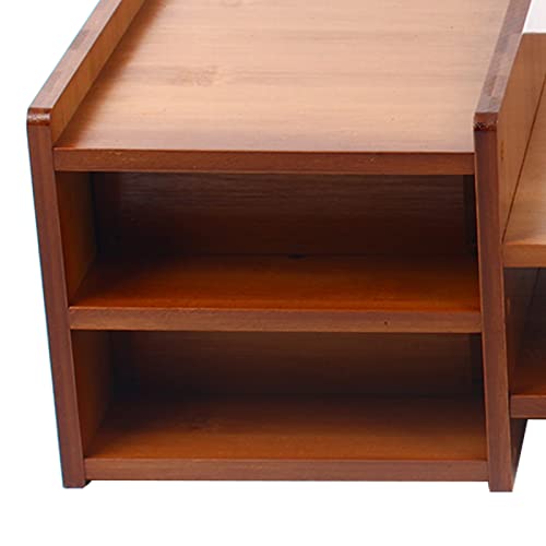 Adjustable Monitor Laptop Stand with Storage Drawer, Wood Color L75987