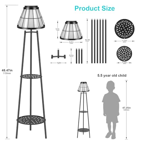 Solar Lights Outdoor with Plant Stands, Metal Tripod Patio Lamp B77585