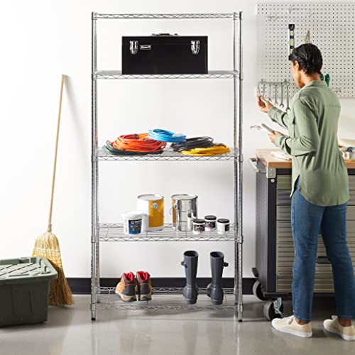 5-Shelf Adjustable Heavy Duty Steel Wire Storage Shelving Organizer, 36" L x 14" W x 72" H X6421