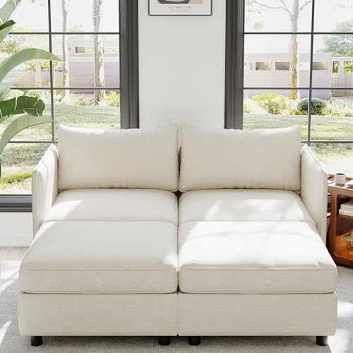 Modular Storage Sectional Sofa with Movable Ottomans, U-Shaped Chenille U839651