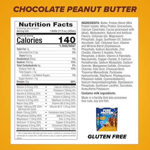 Strawberry Protein Shake, 30g Protein, Ready to Drink, 11oz Bottles, 12 Pack J47857
