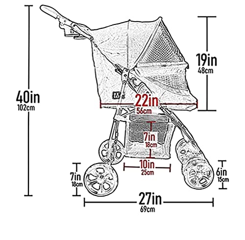 Pet Stroller for Cats and Dogs, Zipperless Entry, Easy Fold A568