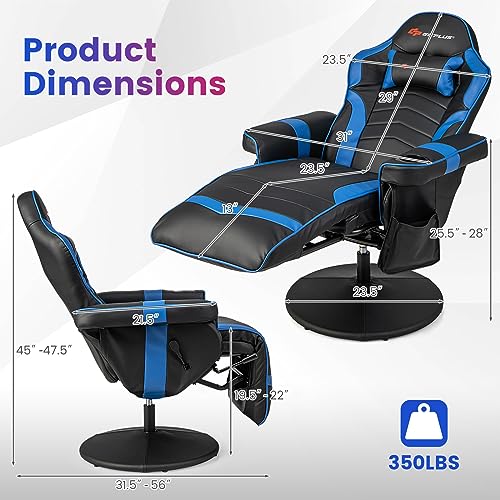Massage Gaming Chair with Adjustable Backrest and Footrest G669073