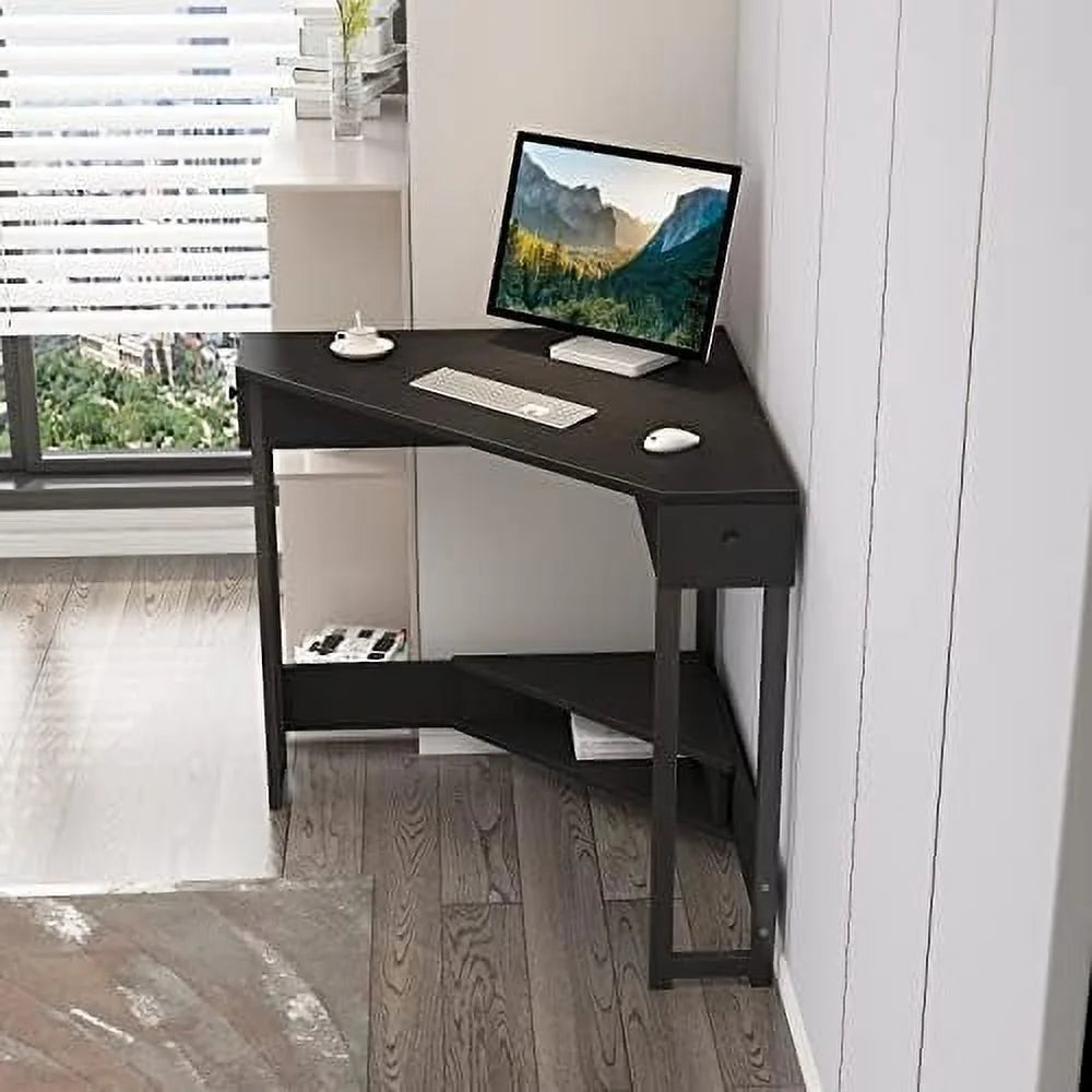 Corner Desk 31.5 Inch Triangle Computer Desk with Drawer for Small Space K172