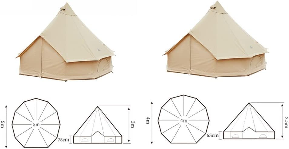 Canvas Bell Tent with Stove Jack, 4 Season Waterproof Glamping Tent for Family Camping U536