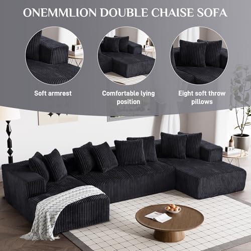 Modular Sectional Sofa with Chaise Lounge, Corduroy Memory Foam, Black Z82307