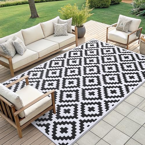 Waterproof Outdoor Rug 5x8 ft, Reversible Plastic Straw Patio Mat Z2613