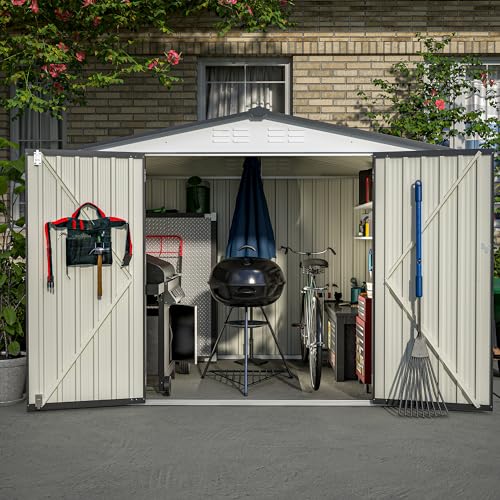 Outdoor Storage Shed, Heavy-Duty All-Weather Tool Shed with Lockable Doors C3585