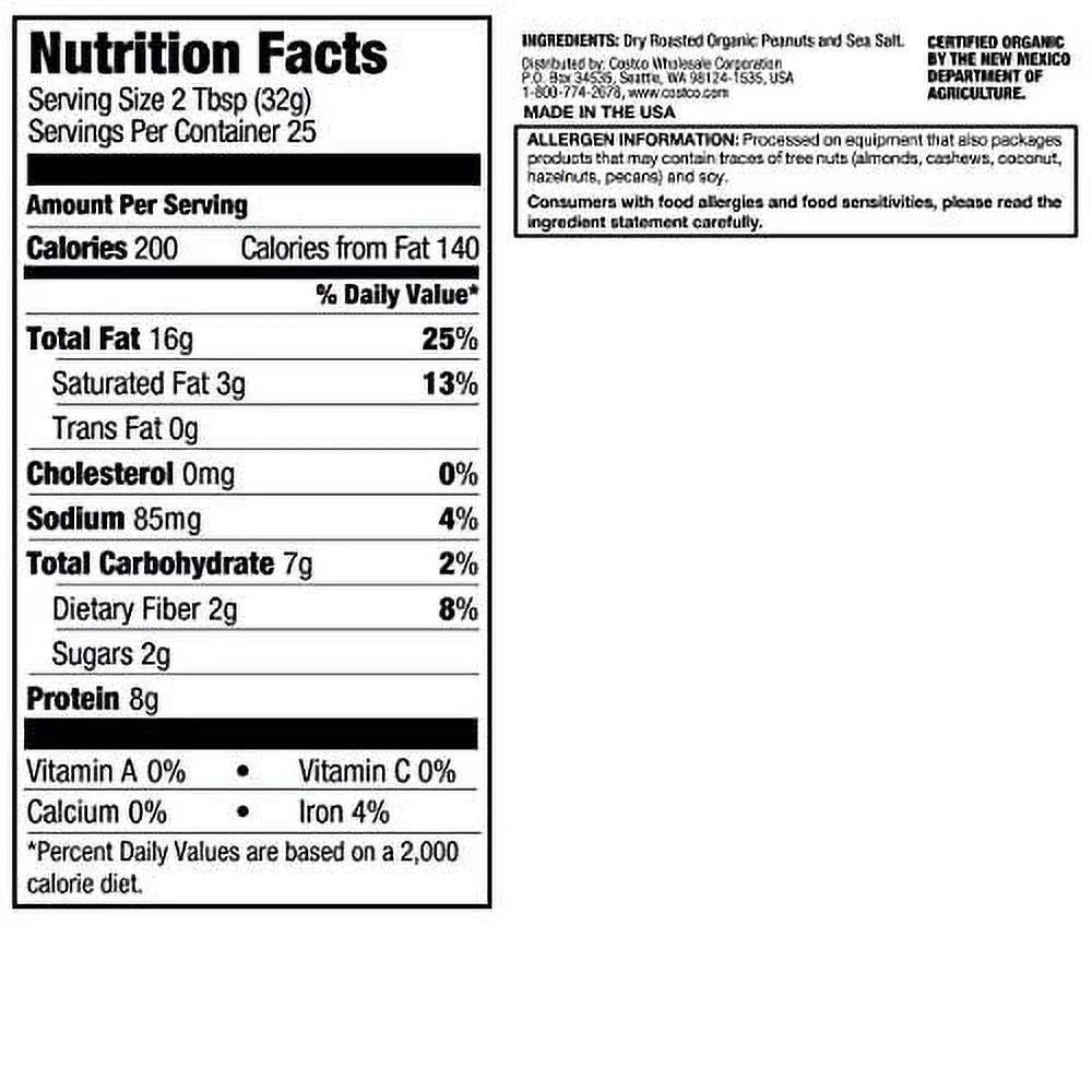 Organic Creamy Peanut Butter, 28 Ounce Jar, 2 Pack B855