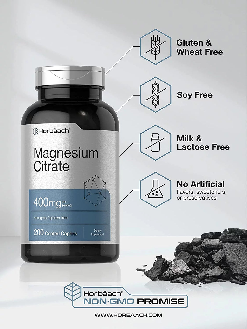 Magnesium Citrate 400mg Caplets, Vegetarian Formula T34788