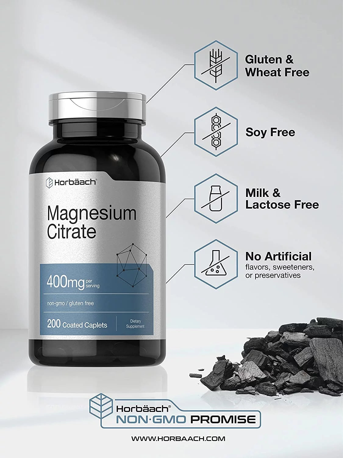 Magnesium Citrate 400mg Caplets, Vegetarian Formula T34788
