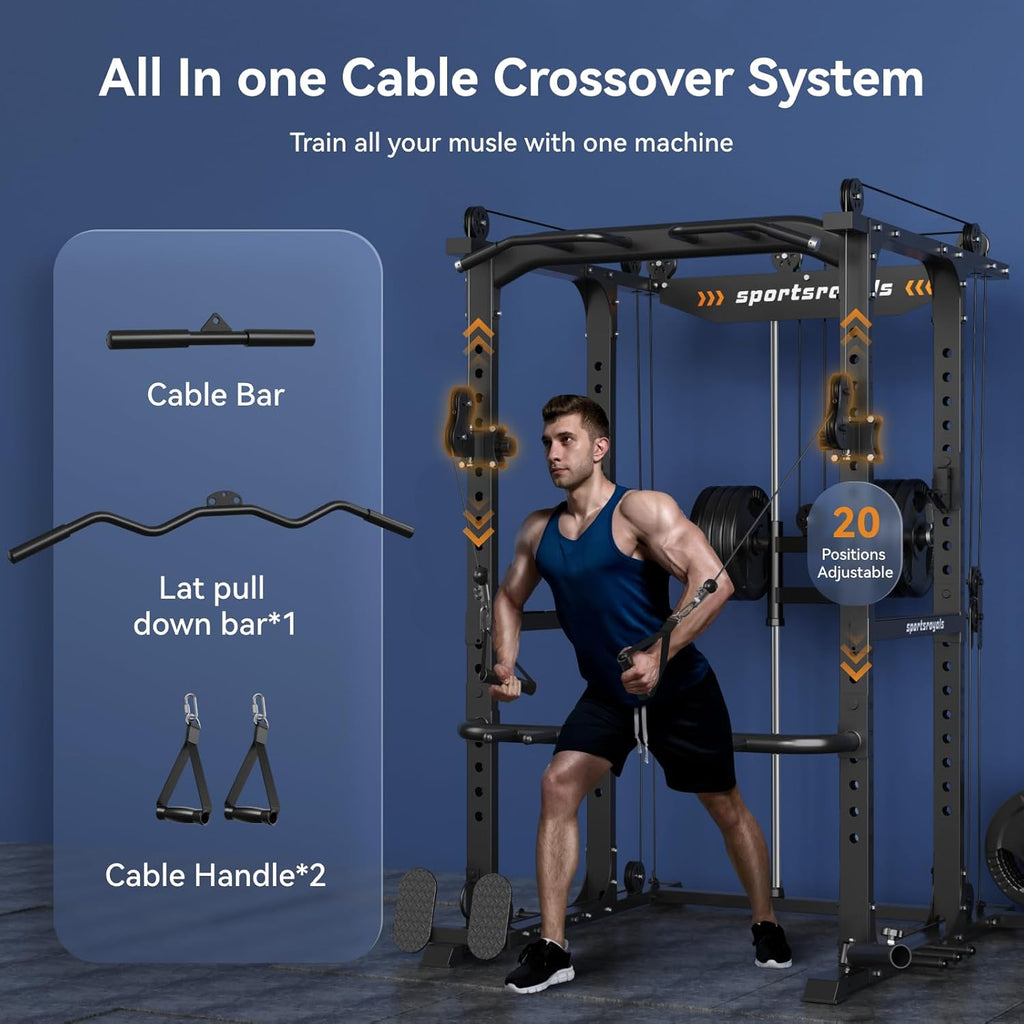 Power Cage with Adjustable Cable Crossover for Home Gym X896