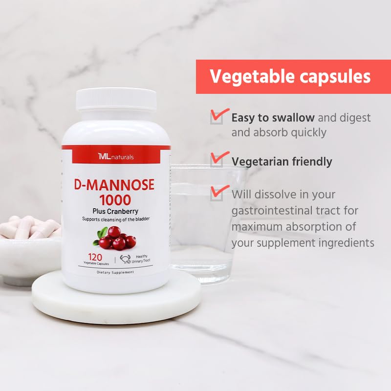 D-Mannose 1000 mg with Cranberry, 120 Vegetable Capsules L849