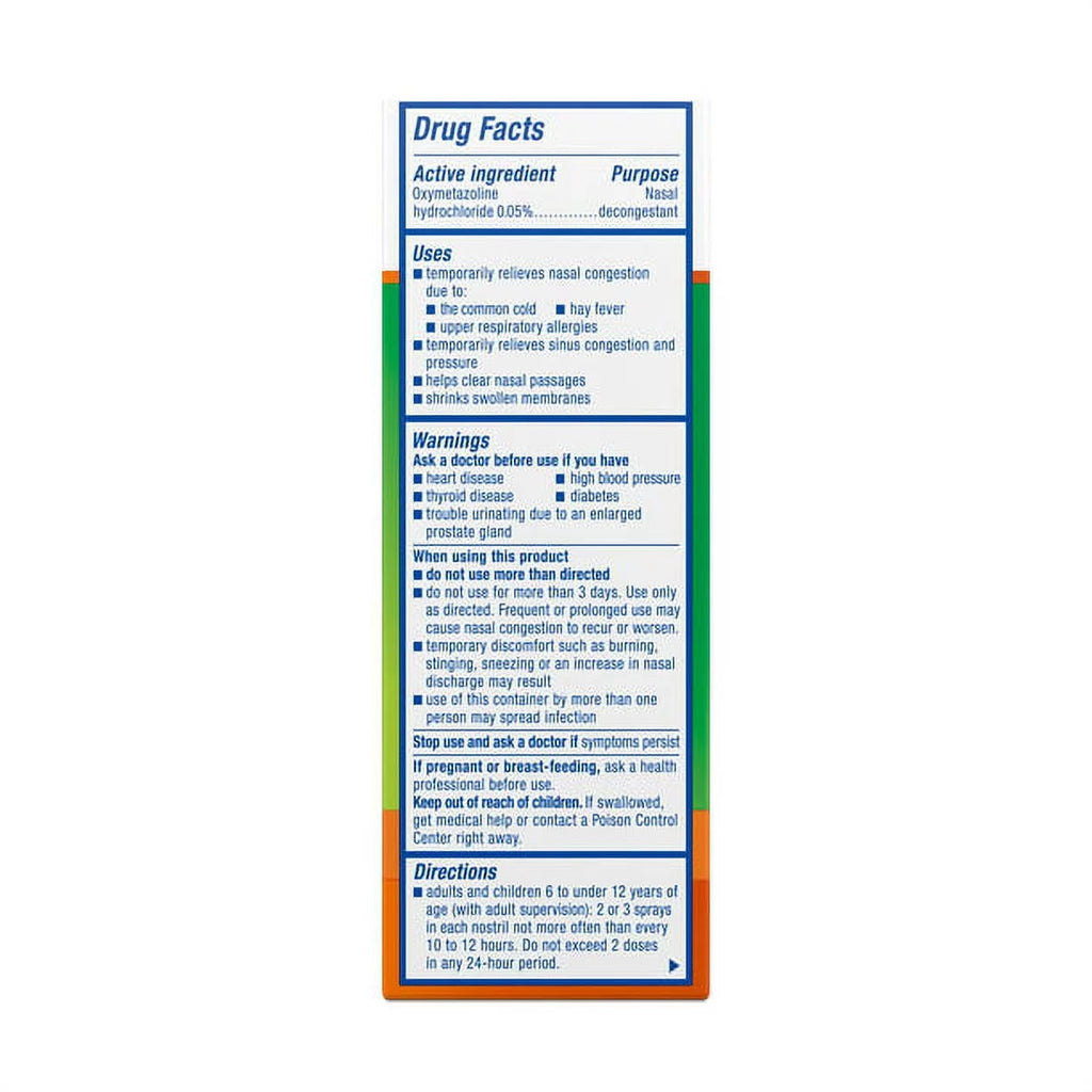 Nasal Spray, No-Drip Liquid, 0.5 oz, 4 Pack O490