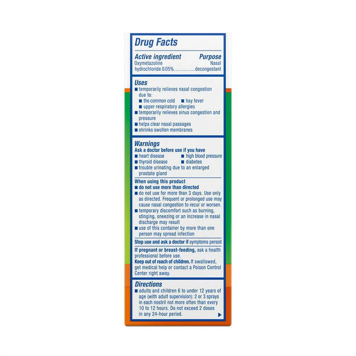 Nasal Spray, No-Drip Liquid, 0.5 oz, 4 Pack O490