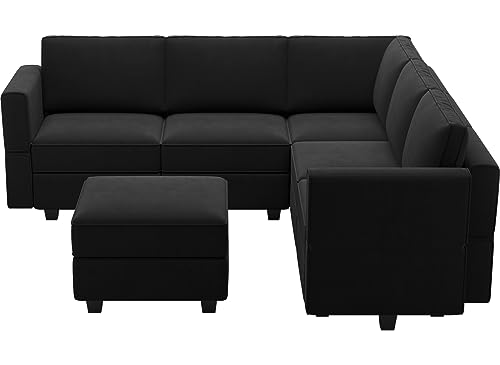 Modular Velvet Sectional Sofa with Chaise Lounge and Storage X4138