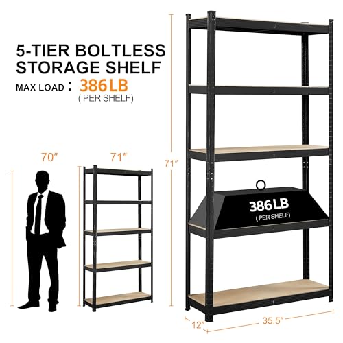 5-Tier Adjustable Metal Shelving Unit for Garage, Pantry, and Warehouse M7734