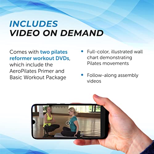 AeroPilates Pro Reformer Whole Body Resistance Padded Pilates Machine with Cardio Rebounder for Home Workouts S909