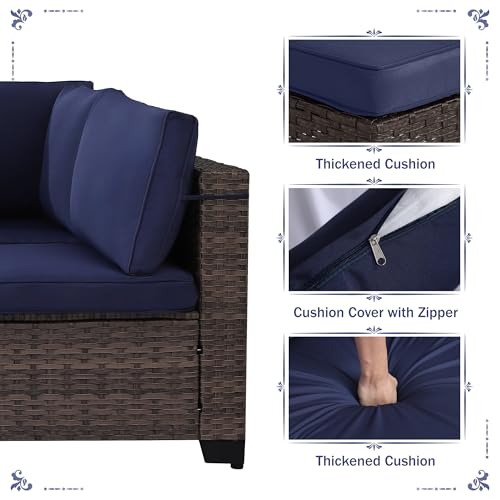 Outdoor Sectional Sofa Set with Cushions and Glass Coffee Table T1708