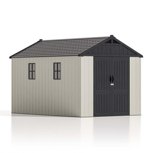 Outdoor Plastic Storage Shed with Floor, Window and Lockable Door A4787